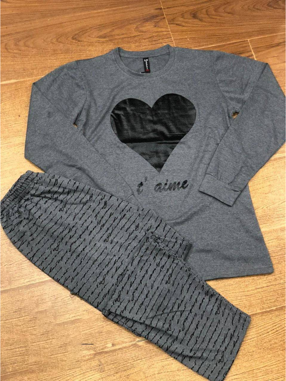 BLACK GRAY HEART ( PJ'S Night Dress )