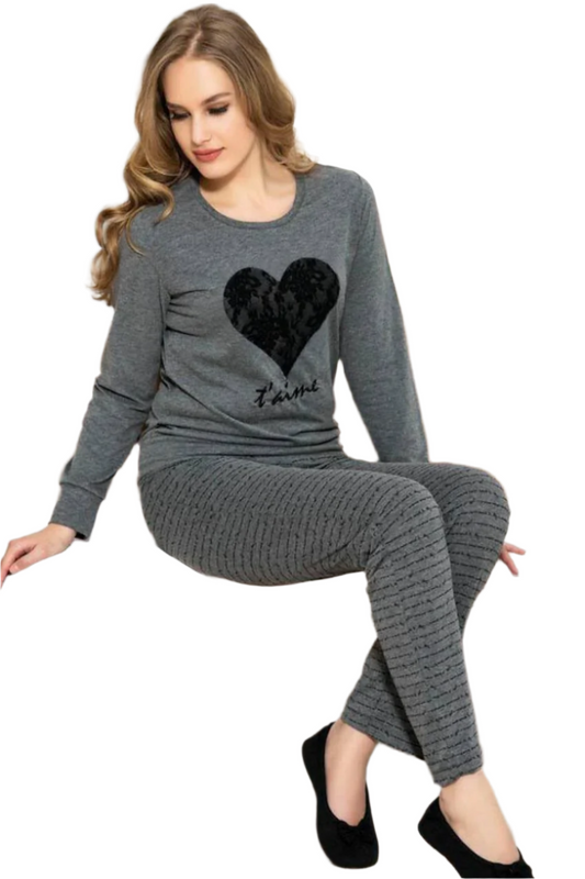 BLACK GRAY HEART ( PJ'S Night Dress )